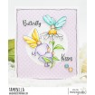 BUNDLE GIRL WITH BUTTERFLIES RUBBER STAMP (INCLUDING 3 SENTIMENTS)